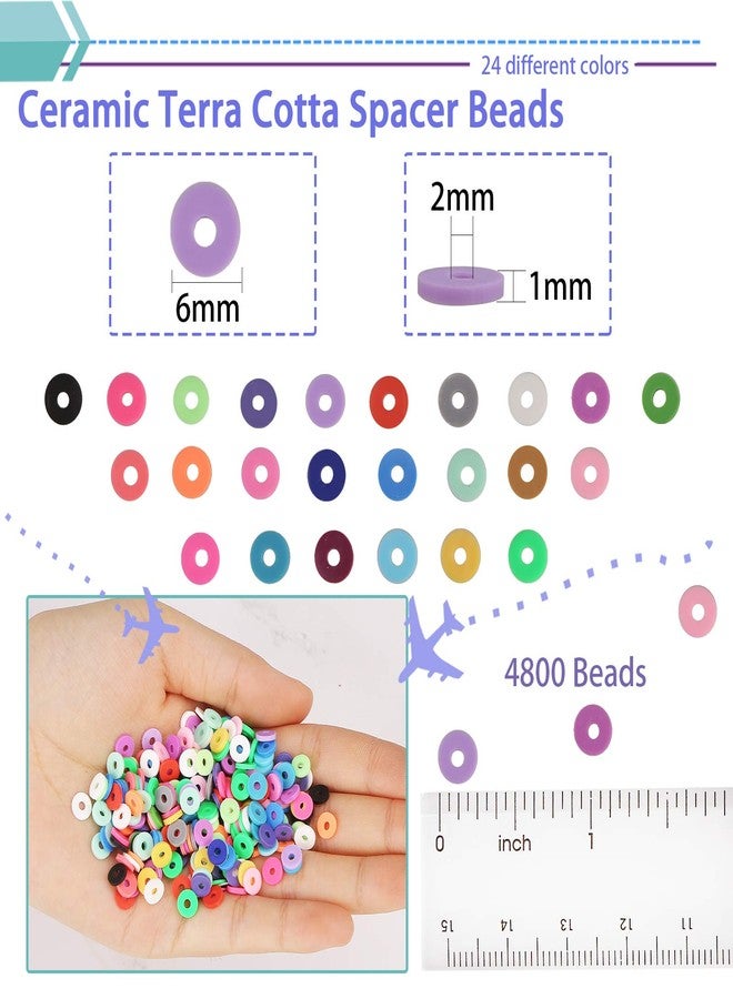 Greentime 4500pcs Clay Beads,24 Color 6mm Heishi Beads Round Flat Vinyl Disc Spacer Loose Beads with for Jewelry Making Necklace Bracelet - Image 4